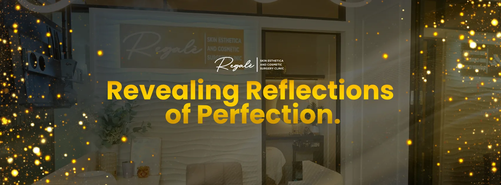 Regalè clinic reception with warm gold lighting